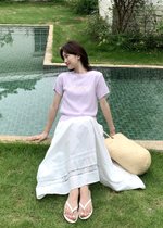 Lacey Flare Long Skirt in White