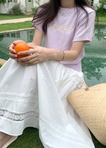 Lacey Flare Long Skirt in White