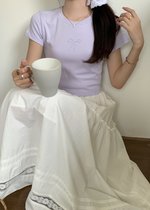 Lacey Flare Long Skirt in White