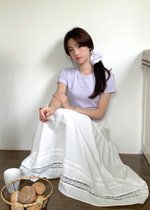 Lacey Flare Long Skirt in White