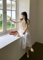 Lacey Flare Long Skirt in White