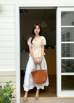 Lacey Flare Long Skirt in White