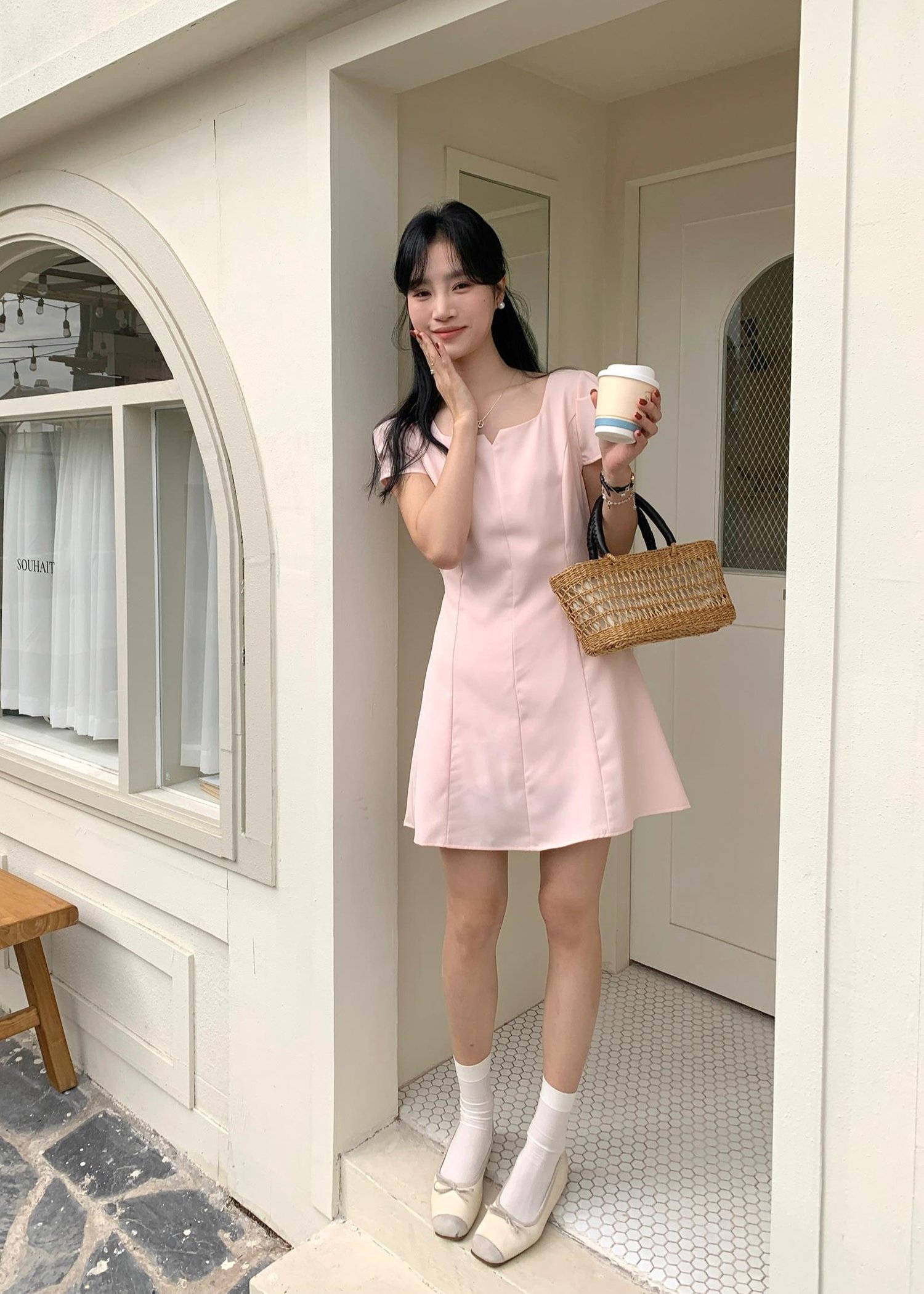 (DEFECT) L&rsquo; Amour French Garden Mini Dress in Pink