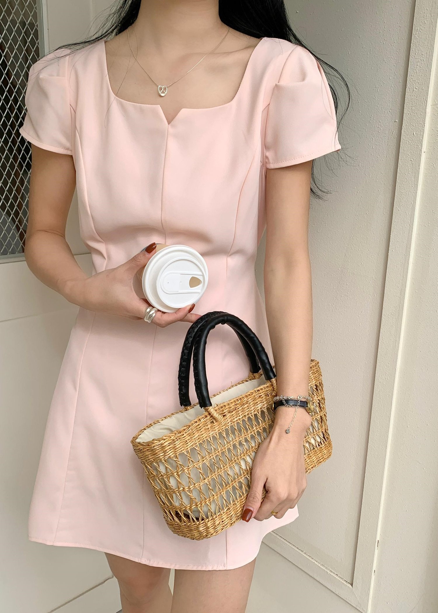 (DEFECT) L&rsquo; Amour French Garden Mini Dress in Pink