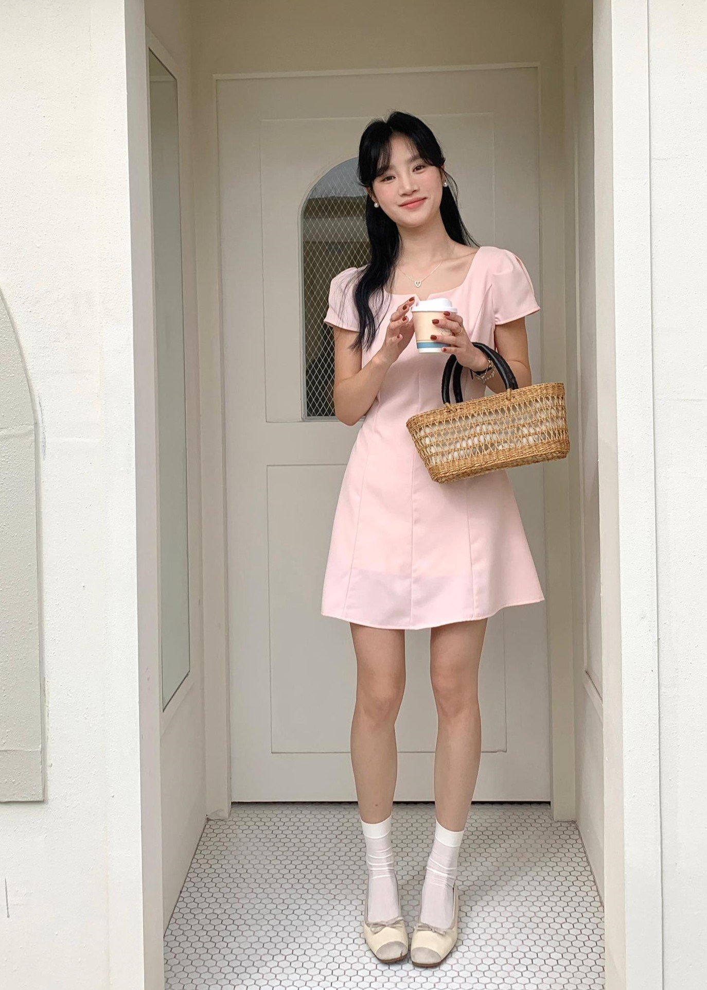 (DEFECT) L&rsquo; Amour French Garden Mini Dress in Pink