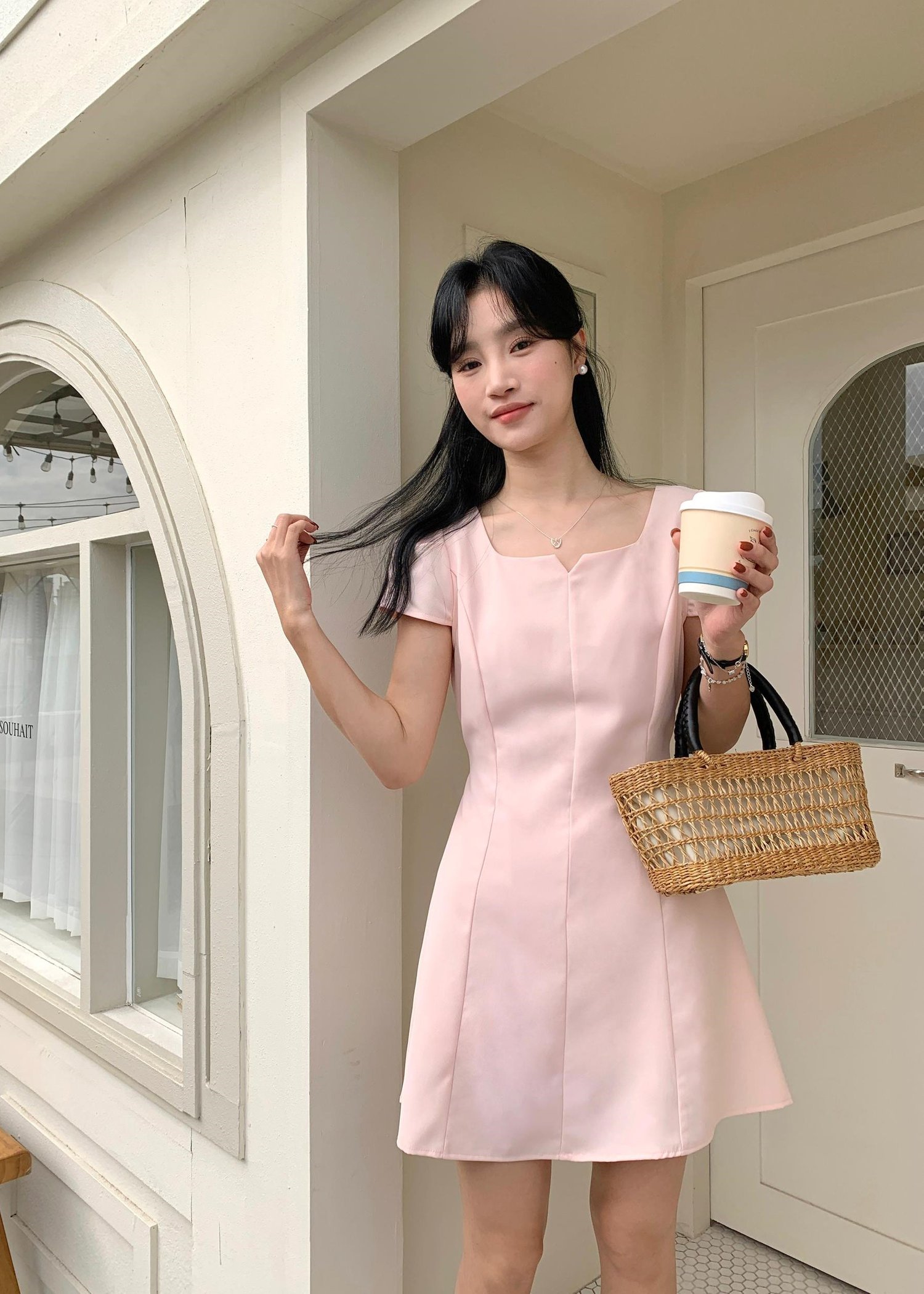 (DEFECT) L&rsquo; Amour French Garden Mini Dress in Pink