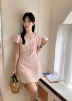 (DEFECT) L&rsquo; Amour French Garden Mini Dress in Pink