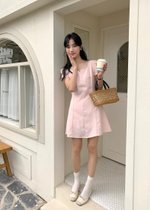 (DEFECT) L&rsquo; Amour French Garden Mini Dress in Pink