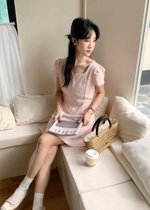 (DEFECT) L&rsquo; Amour French Garden Mini Dress in Pink