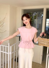 Joanna Flare Blouse in Nude Pink