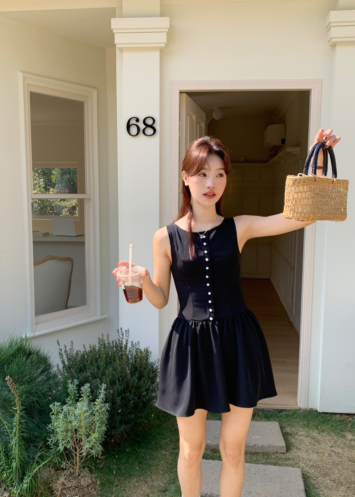 Diana Fleur Mini Dress in Black