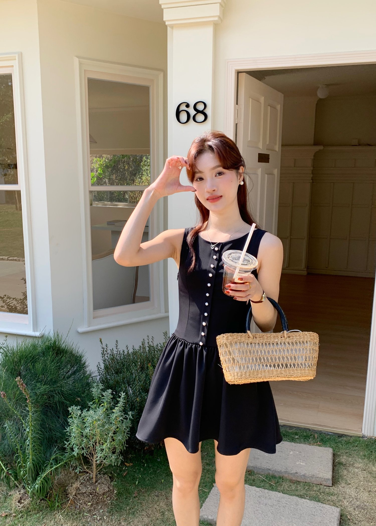 Diana Fleur Mini Dress in Black