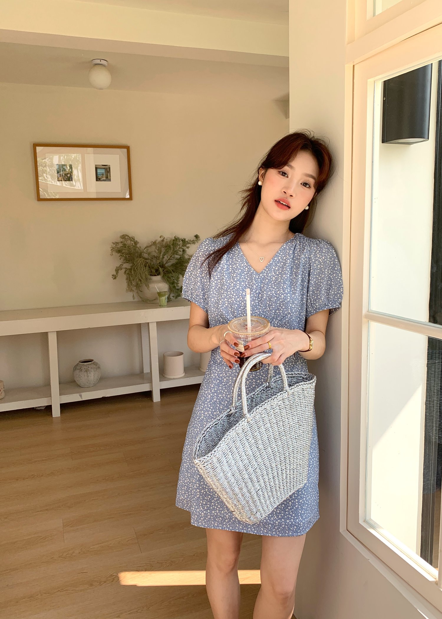 (DEFECT) Le' Reve Floral Mini Dress in Blue