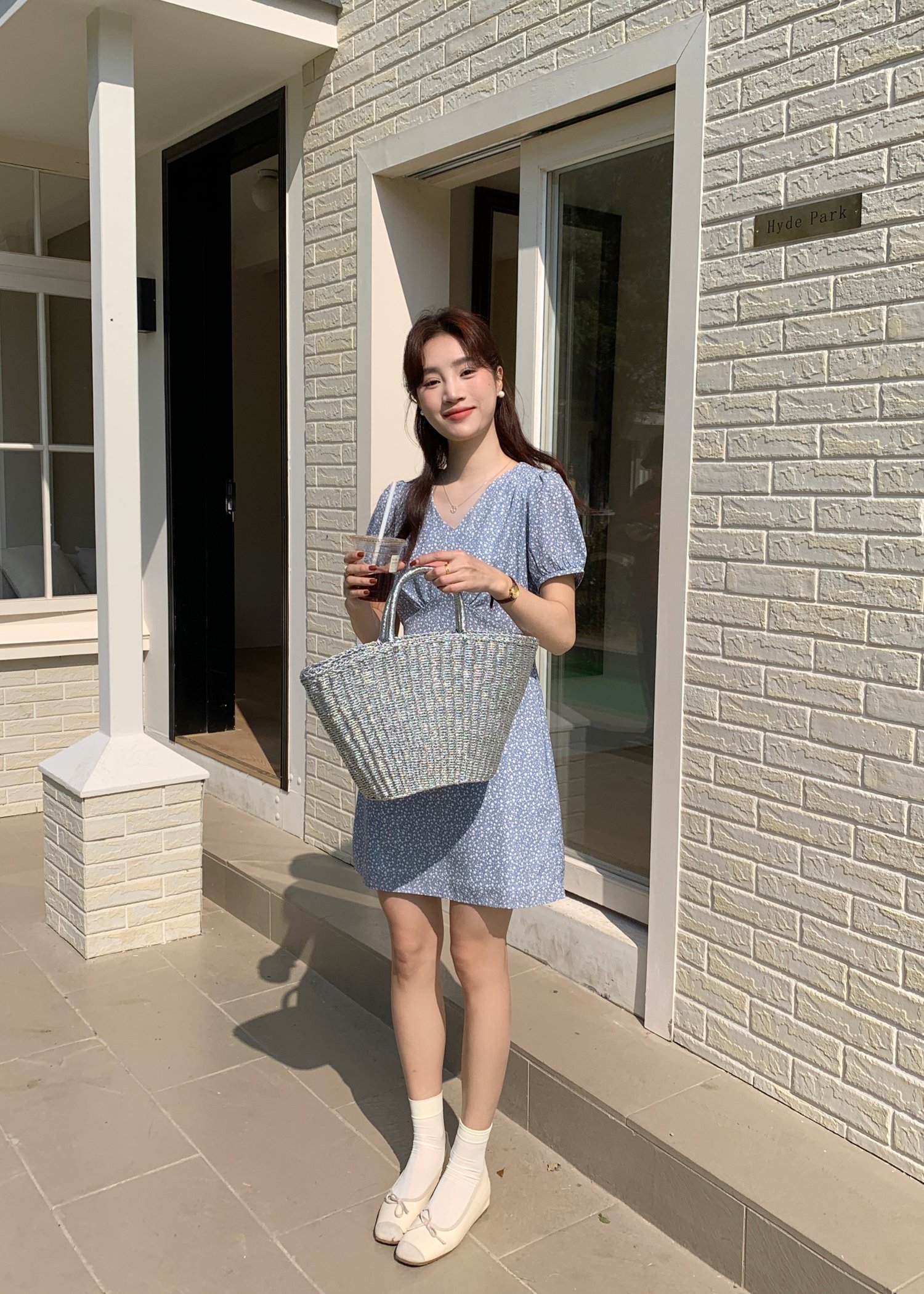 (DEFECT) Le' Reve Floral Mini Dress in Blue