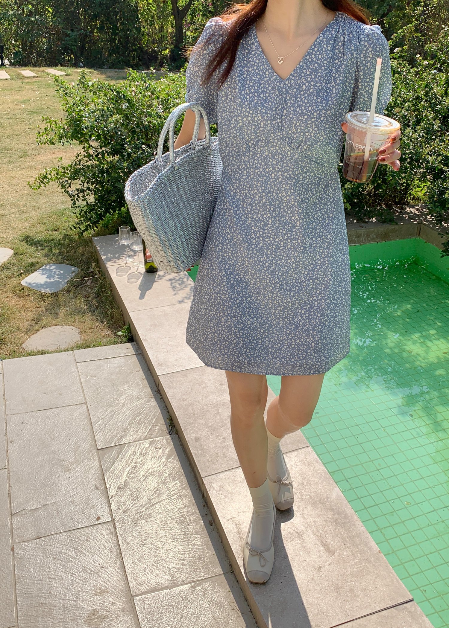 (DEFECT) Le' Reve Floral Mini Dress in Blue