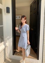 (DEFECT) Le' Reve Floral Mini Dress in Blue