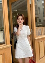 Clara Embroidery Floral Dress in White