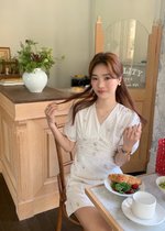 Clara Embroidery Floral Dress in White