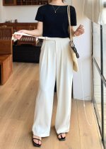 Classic Wide Leg Trousers in Apricot