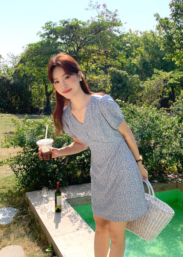 (DEFECT) Le' Reve Floral Mini Dress in Blue