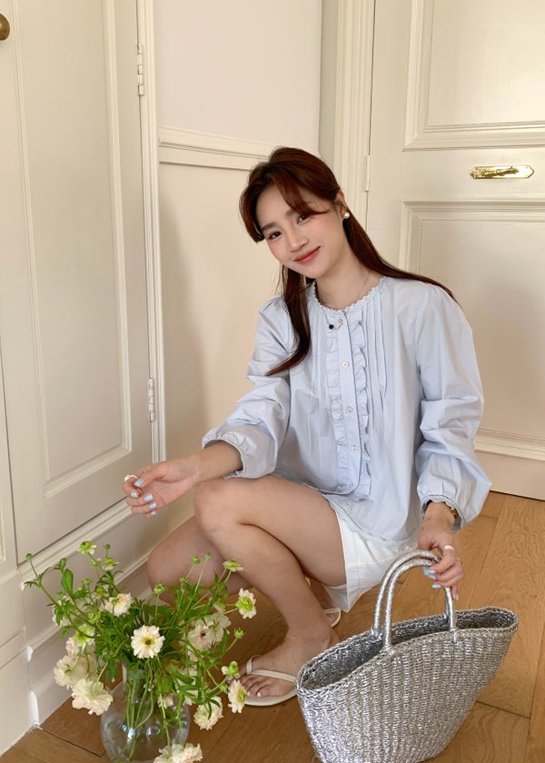 Ana Lacey Blouse in Baby Blue