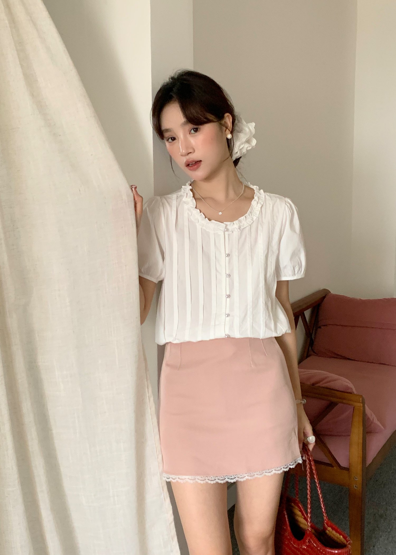 Iris Lacey Mini Skort in Blush