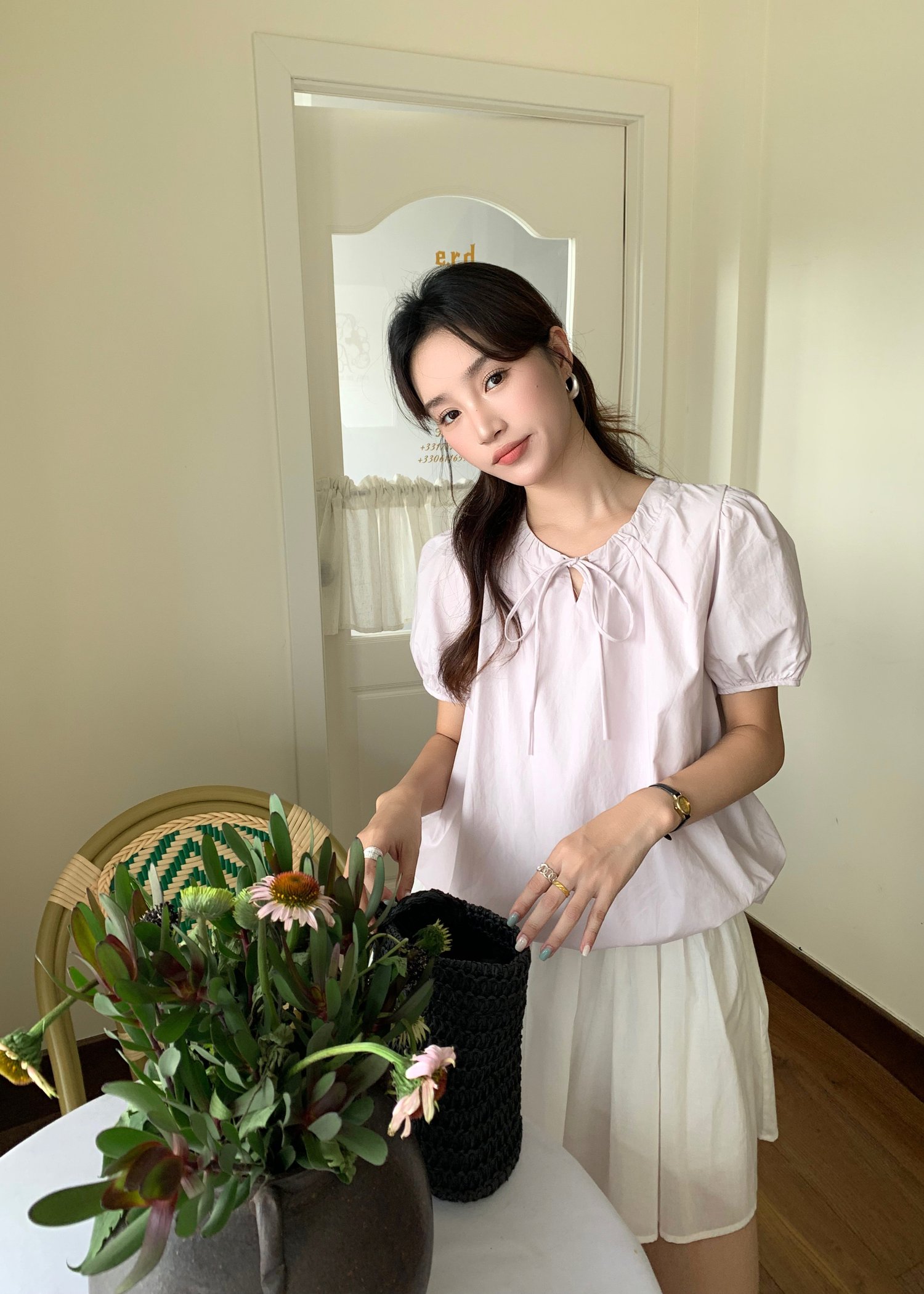 (DEFECT) Joan Ribbon Puffy Top in Yam