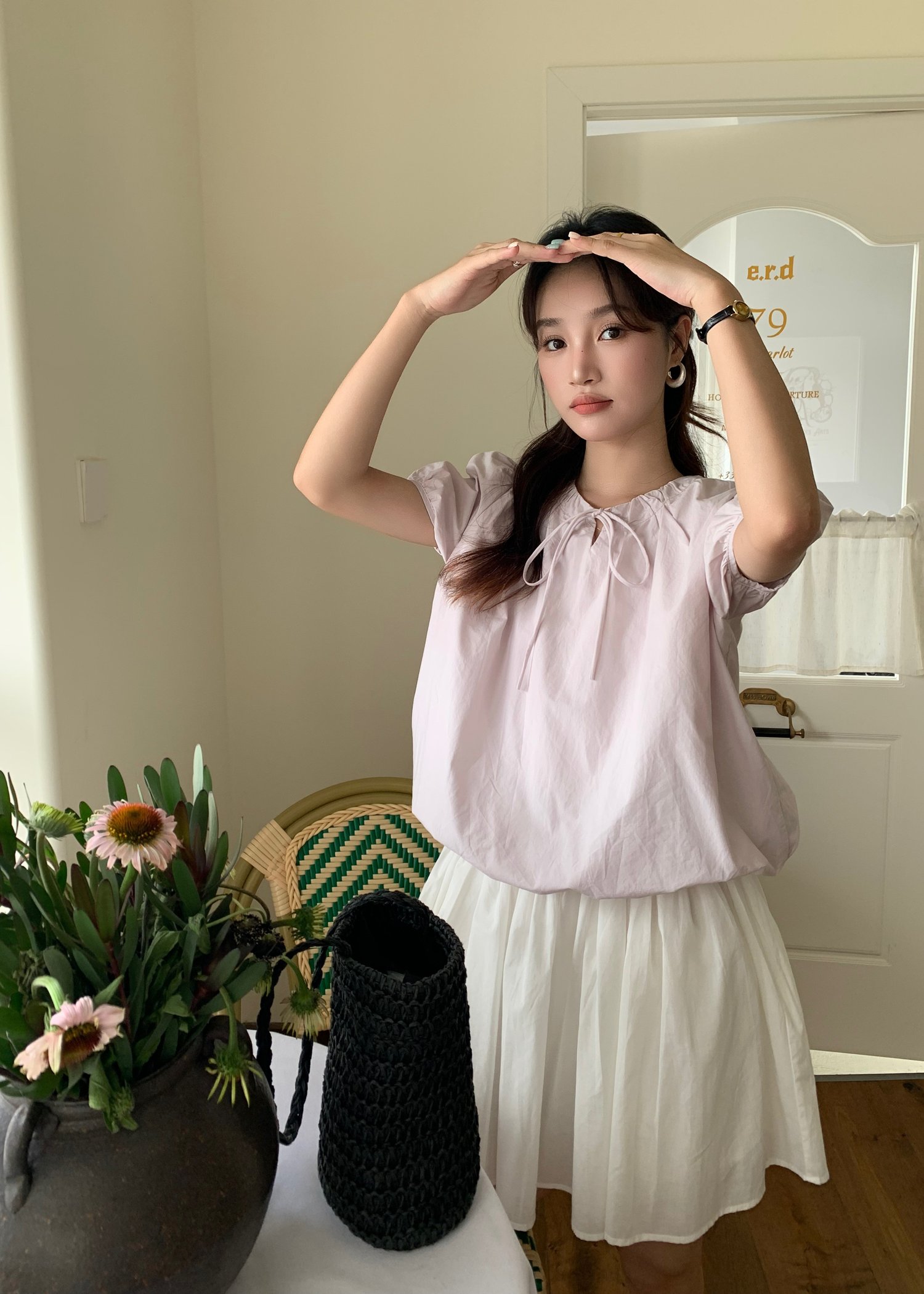 (DEFECT) Joan Ribbon Puffy Top in Yam