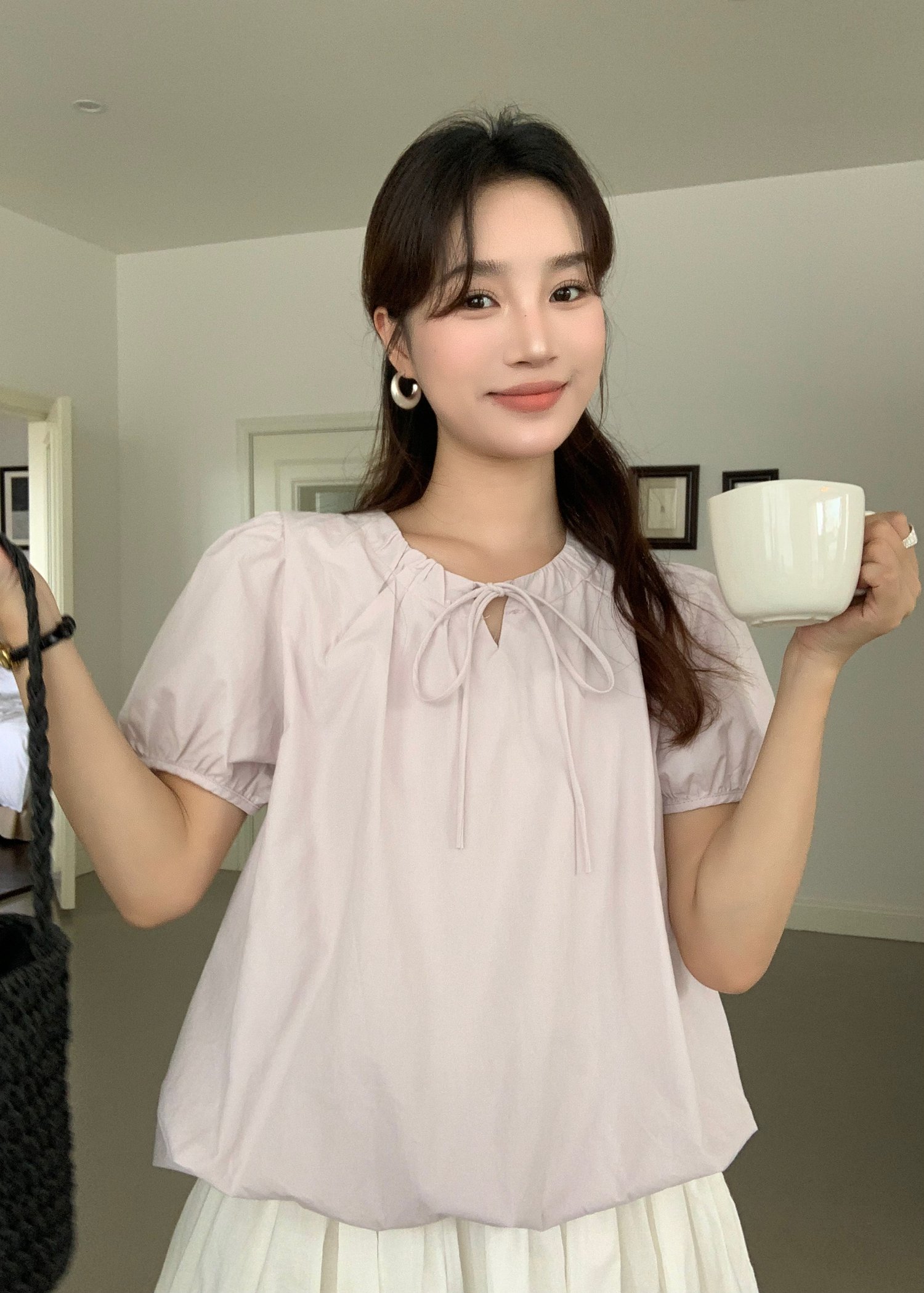 (DEFECT) Joan Ribbon Puffy Top in Yam