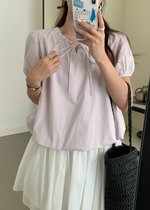 (DEFECT) Joan Ribbon Puffy Top in Yam