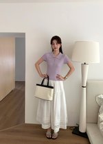 Lacey Flare Long Skirt in White