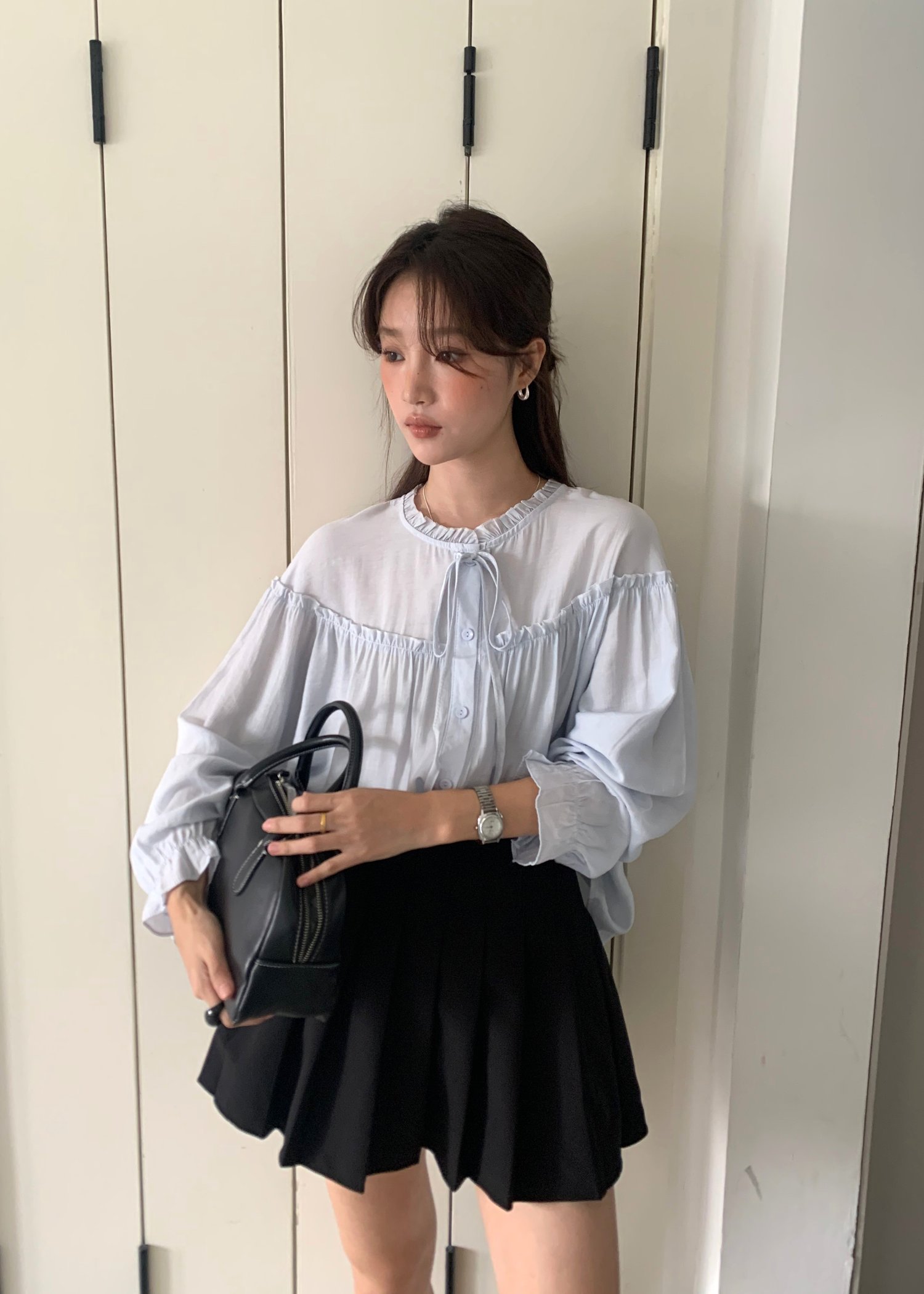 (DEFECT) Eileen Long Sleeve Blouse in Blue