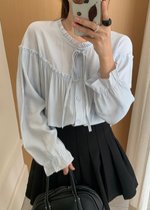 (DEFECT) Eileen Long Sleeve Blouse in Blue