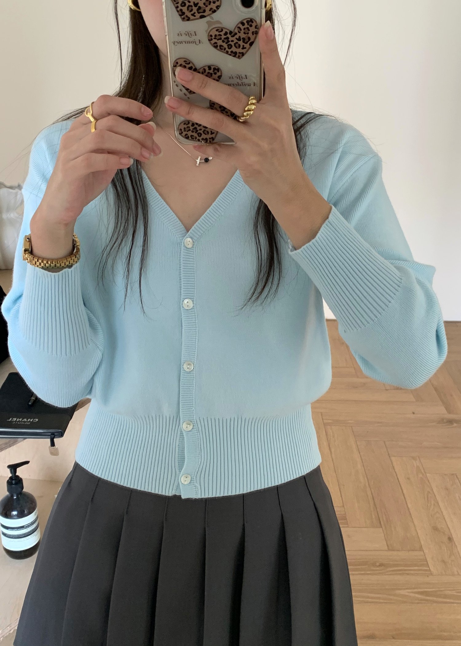 (DEFECT) Elena Long Sleeve Knit Top in Blue