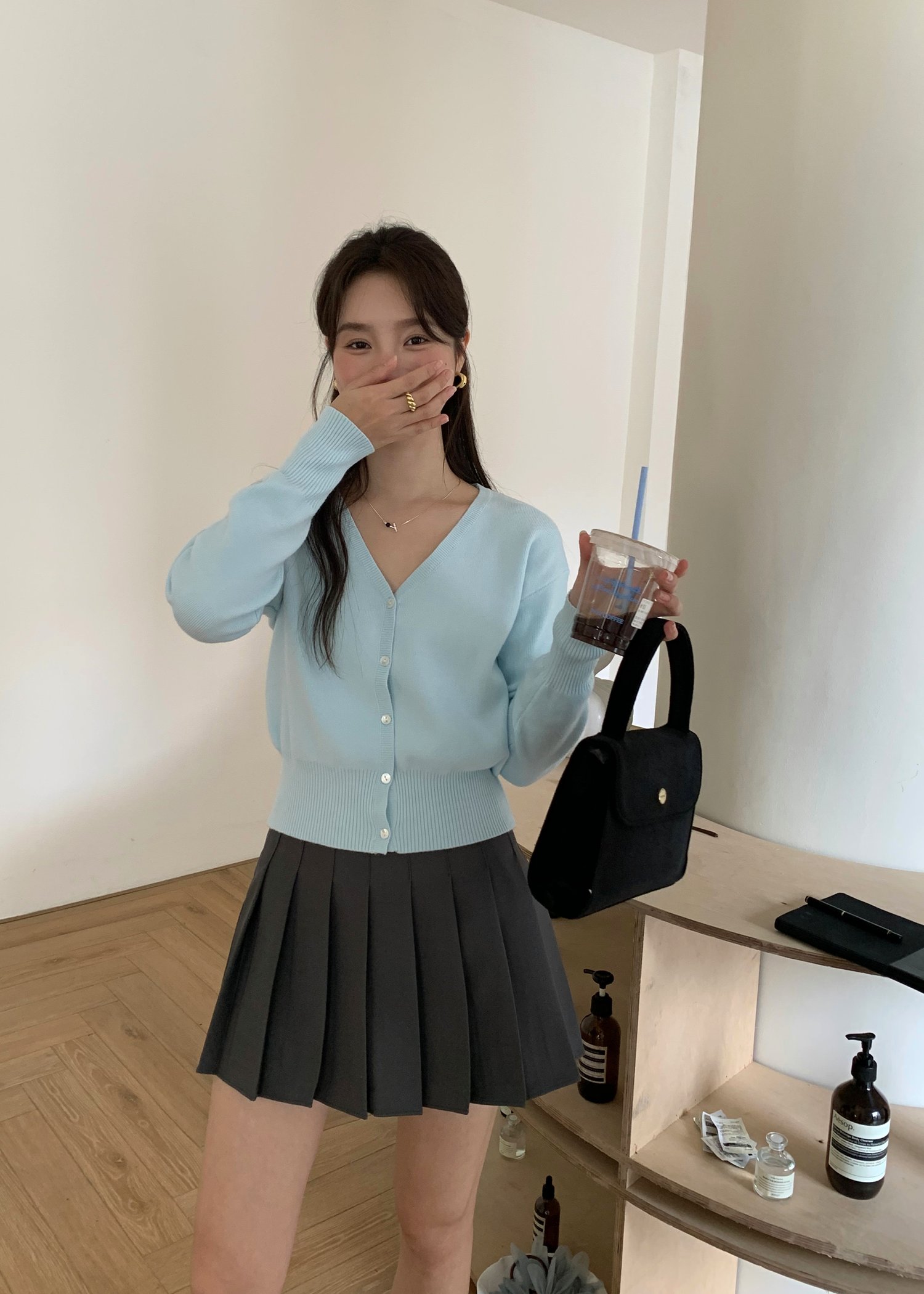 (DEFECT) Elena Long Sleeve Knit Top in Blue