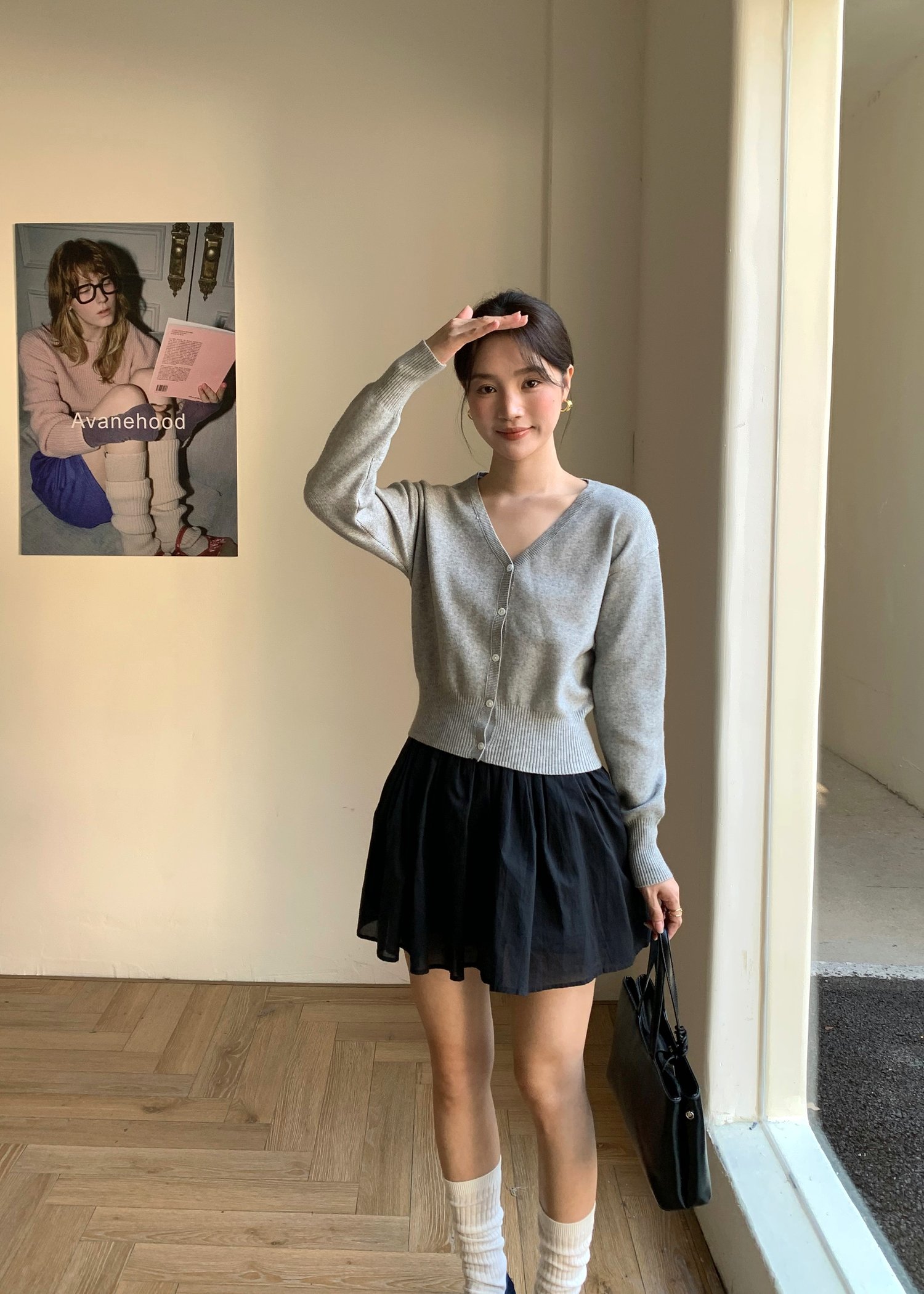 Elena Long Sleeve Knit Top in Grey