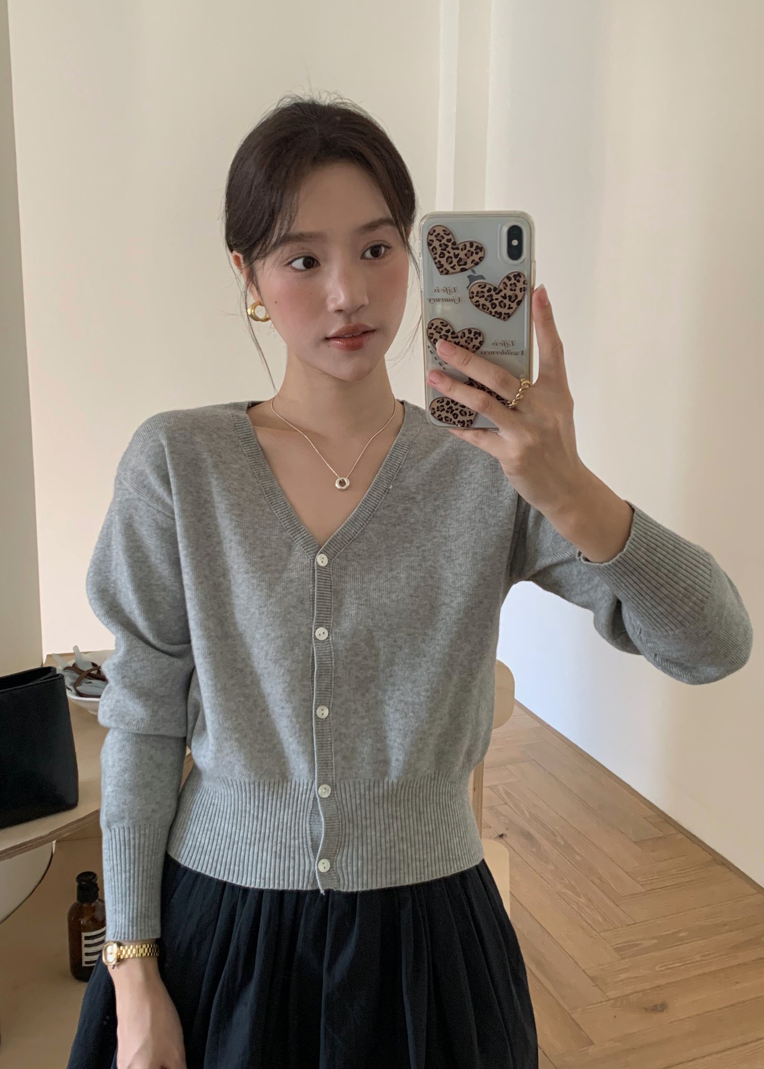 Elena Long Sleeve Knit Top in Grey