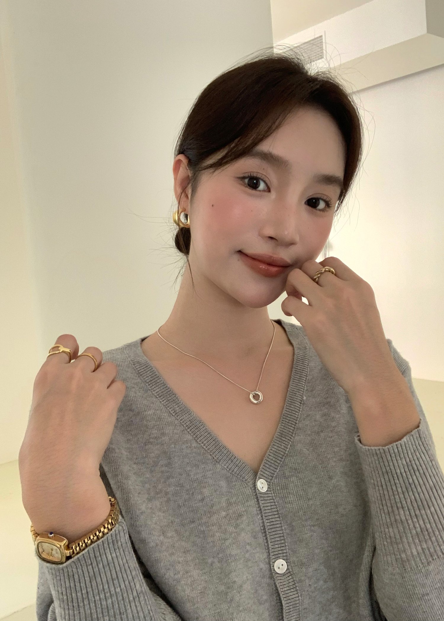 Elena Long Sleeve Knit Top in Grey