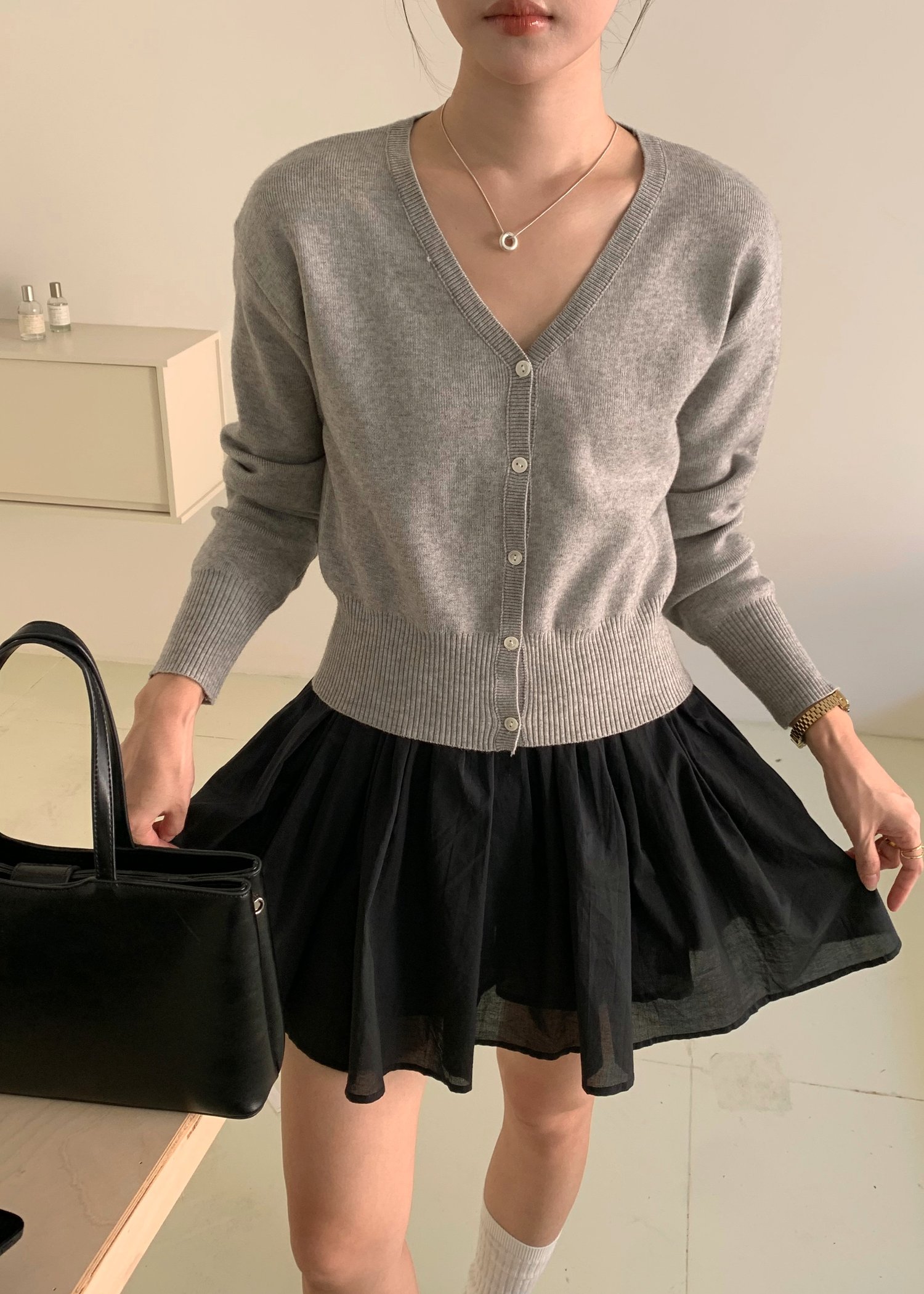 Elena Long Sleeve Knit Top in Grey