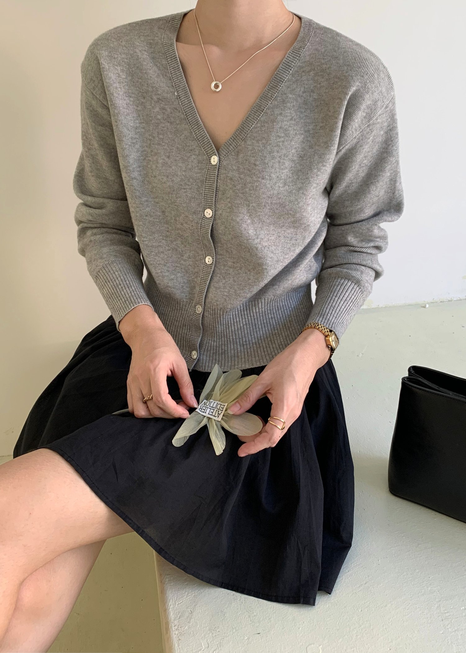 Elena Long Sleeve Knit Top in Grey