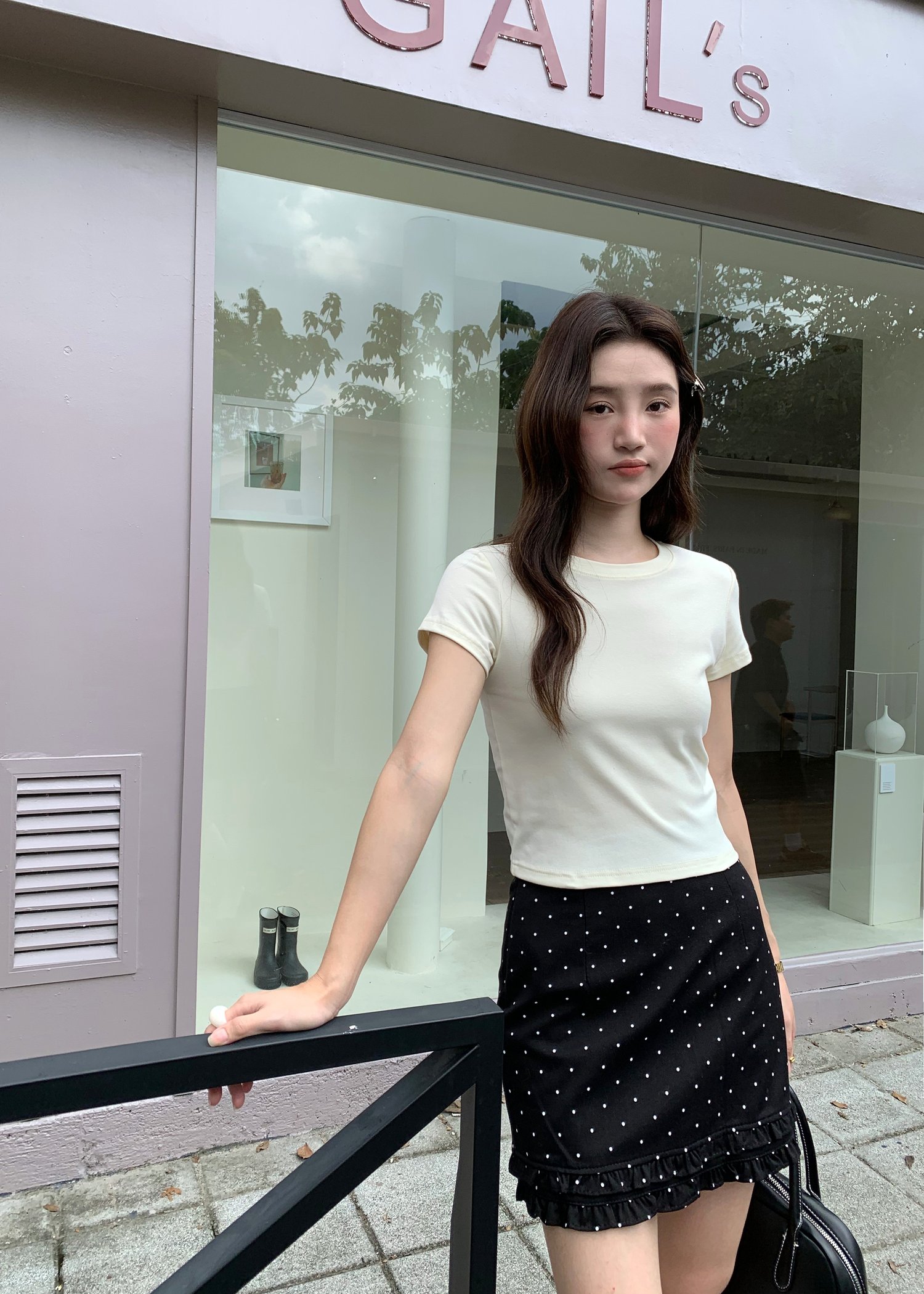 Chloe Polka Dot Ruffle Skort in Black