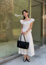 Lana Ruffle Pleated Top in White