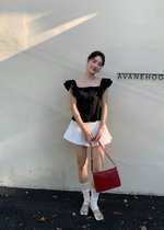 Lana Ruffle Pleated Top in Black