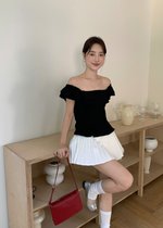 Lana Ruffle Pleated Top in Black