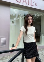 Chloe Polka Dot Ruffle Skort in Black