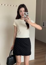 Chloe Polka Dot Ruffle Skort in Black