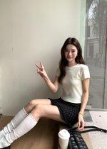 Chloe Polka Dot Ruffle Skort in Black