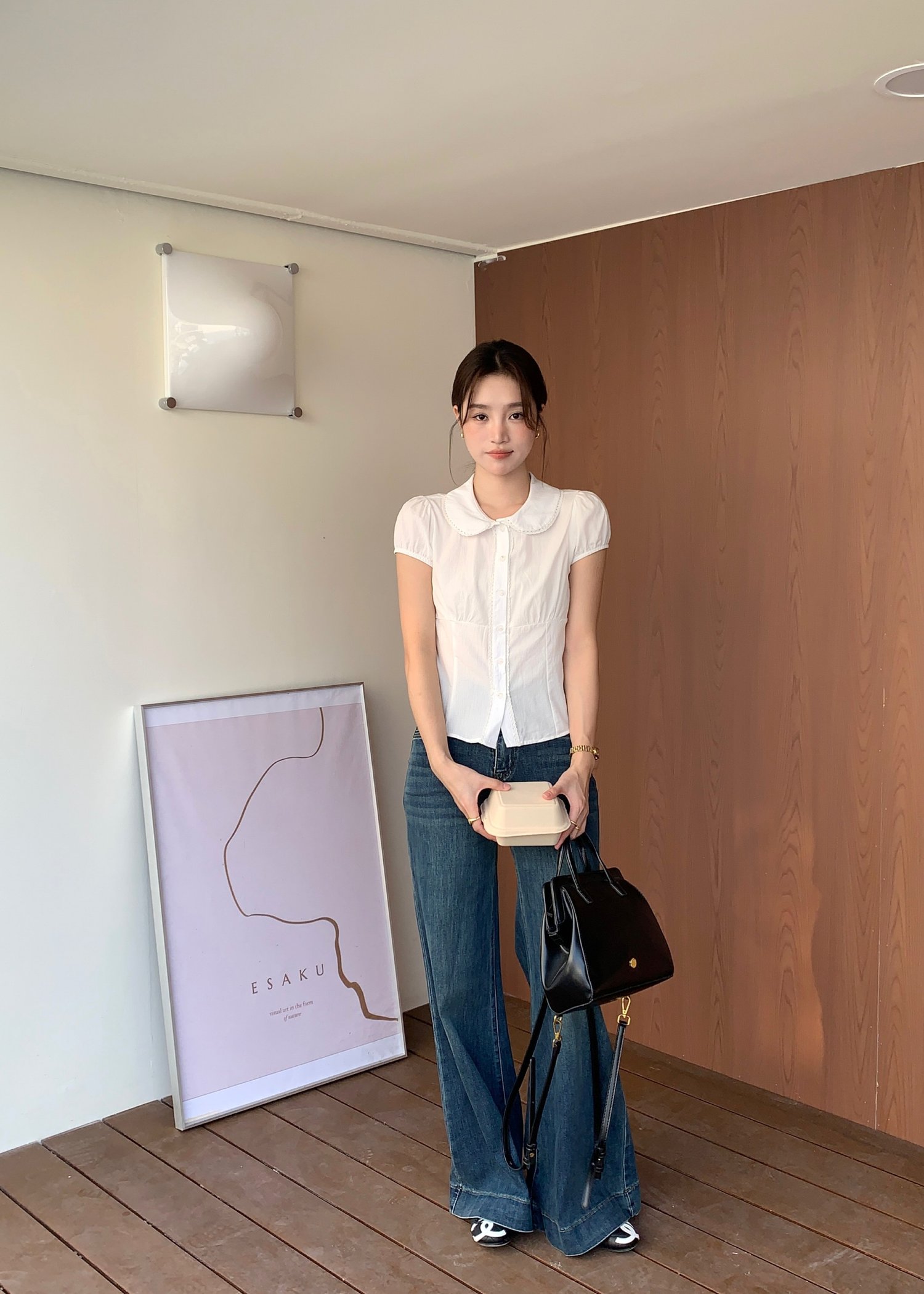 Melina Collar Blouse in White