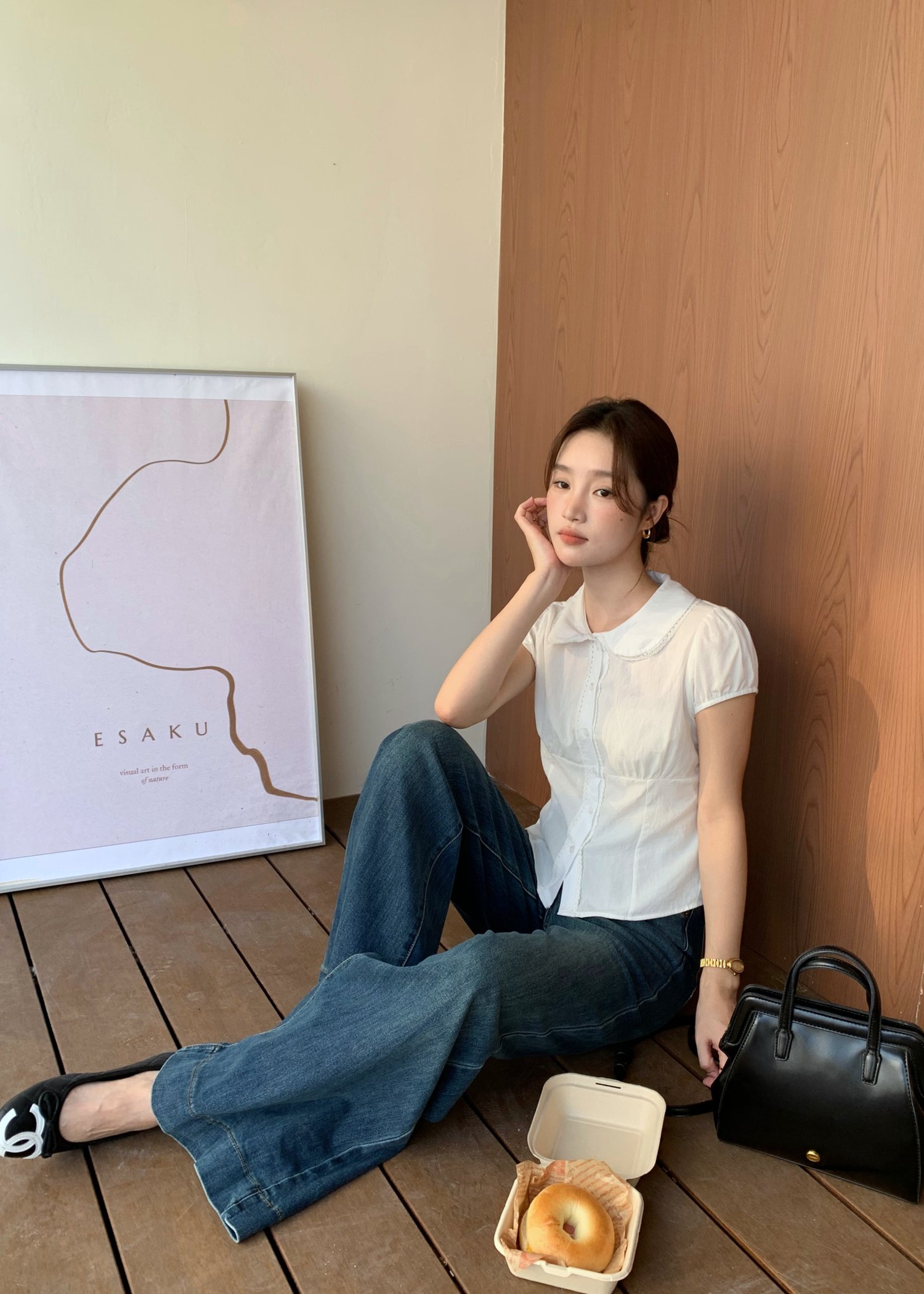 Melina Collar Blouse in White