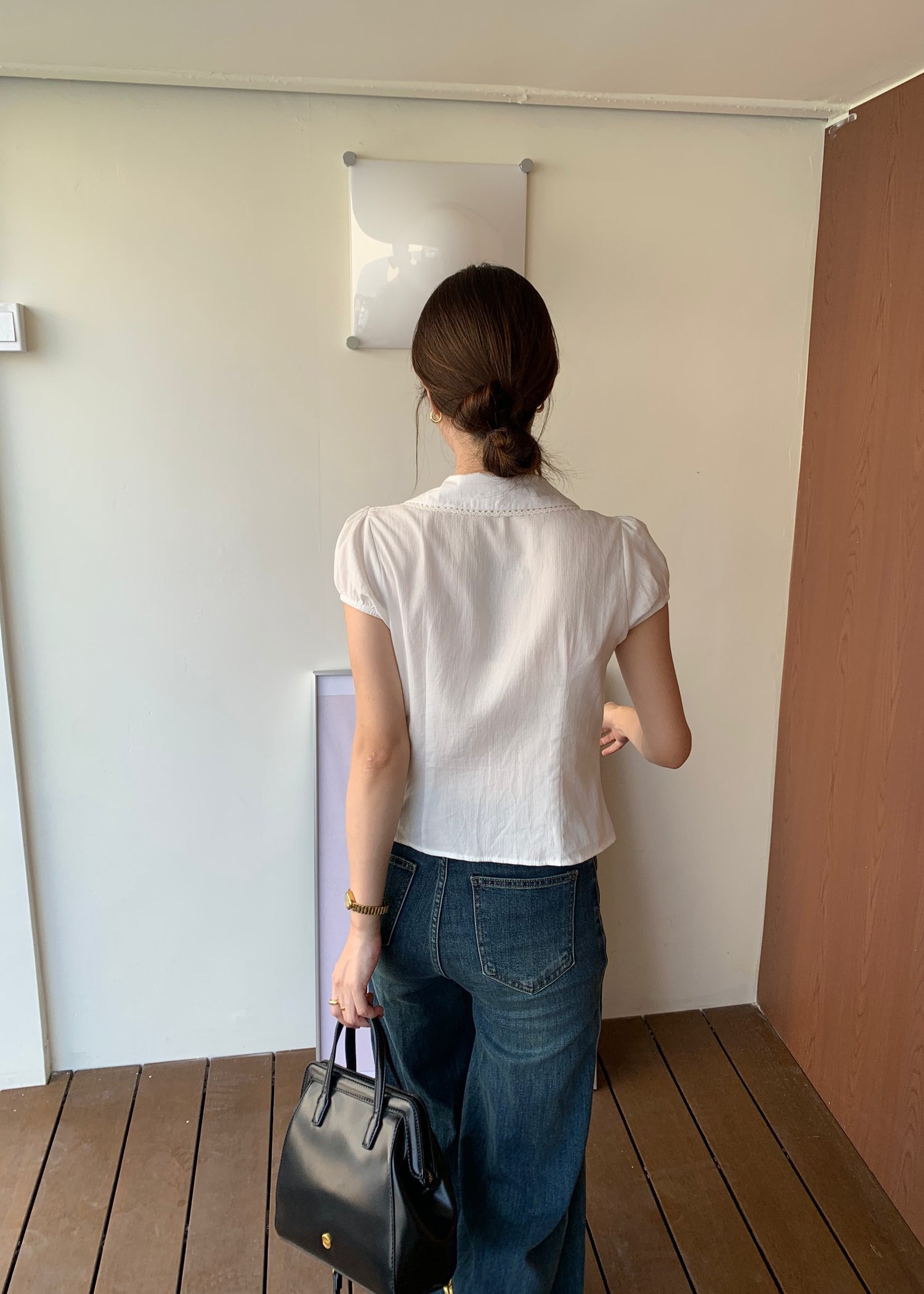 Melina Collar Blouse in White